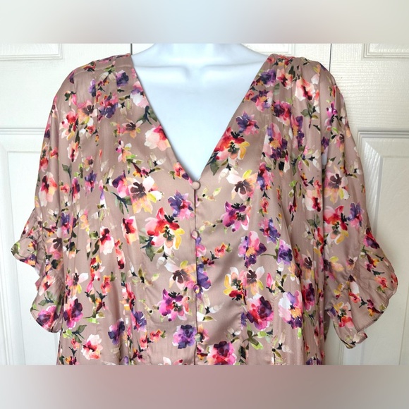 Anthro DOLAN Left Coast Mitzi Floral Blouse Top Shirt Pleated Ruffle Plus Size - Picture 5 of 14